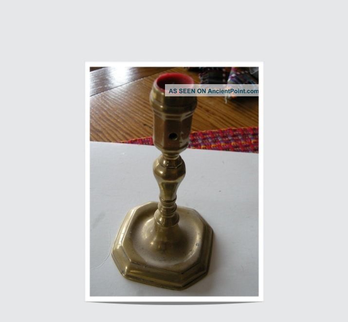 Antique English Queen Ann Brass Candle Stick Metalware photo