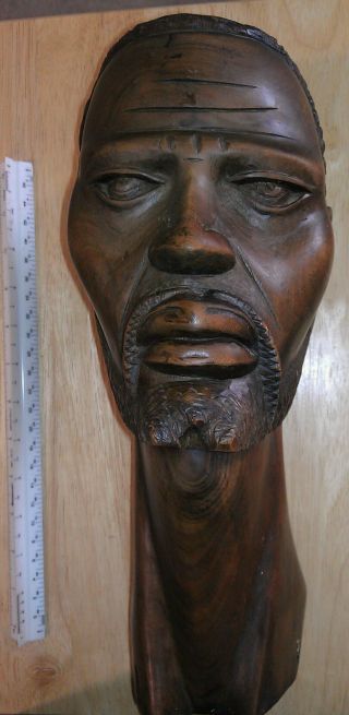 Antique Carved Wooden Bust From 1960s Africa photo