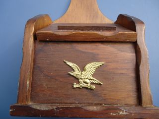 Vintage Wooden Recipe Box With Metal Eagle photo