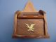 Vintage Wooden Recipe Box With Metal Eagle Boxes photo 1
