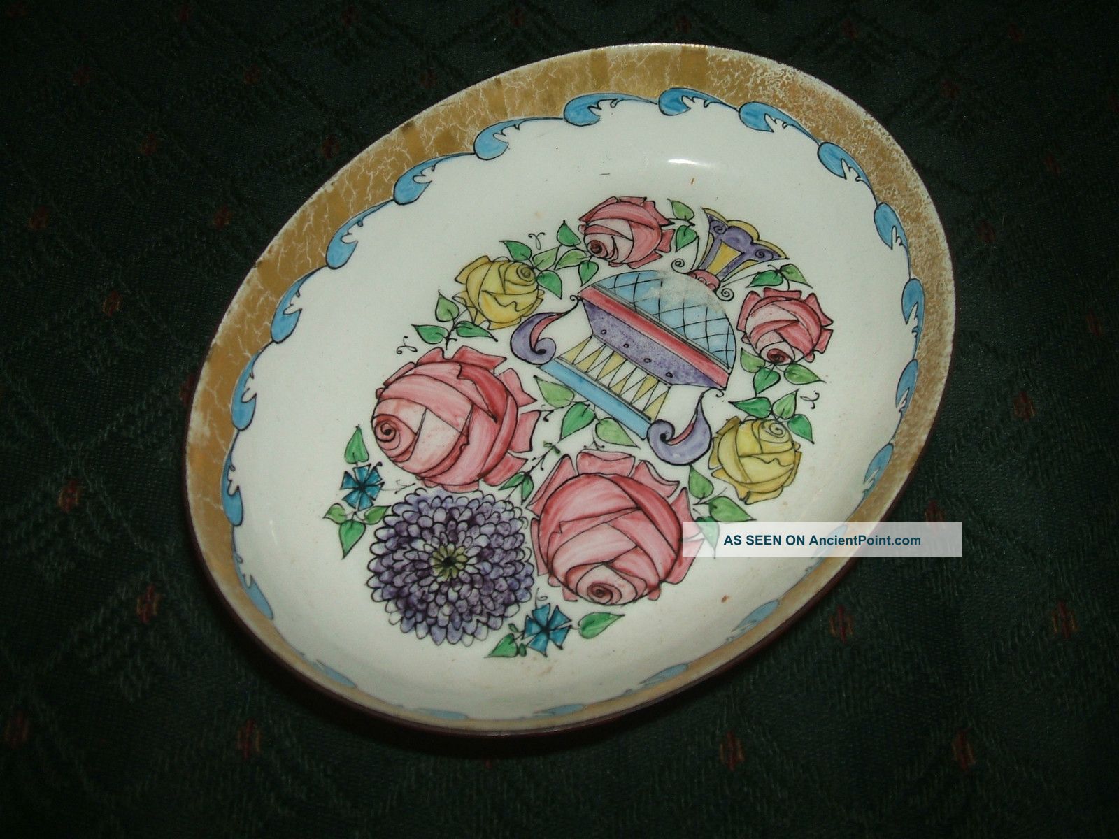 Antique Steinbock Enamel Hand Made In Austria Trinket Tray Metalware photo