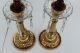 Set Of 2 Antique Brass & Crystal Prisms/drip Dish Candelabras Made In Italy Candle Holders photo 9