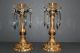 Set Of 2 Antique Brass & Crystal Prisms/drip Dish Candelabras Made In Italy Candle Holders photo 5