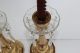 Set Of 2 Antique Brass & Crystal Prisms/drip Dish Candelabras Made In Italy Candle Holders photo 7