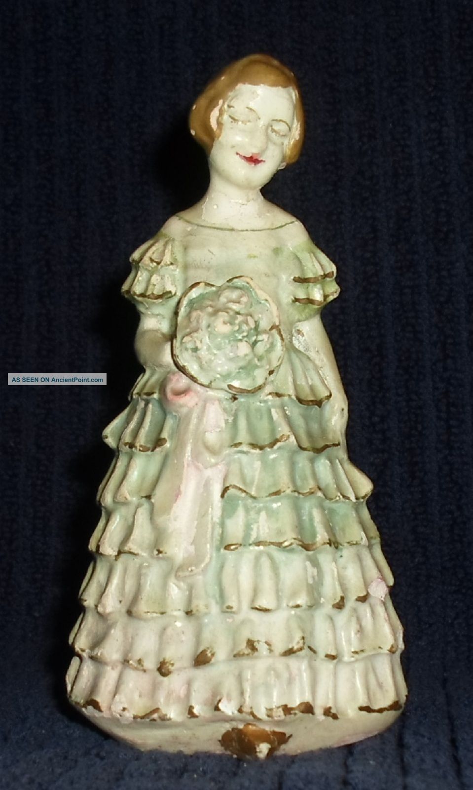 Antique Victorian Lady Gone With The Wind Old Southern Bell Chalkware Figurine Figurines photo
