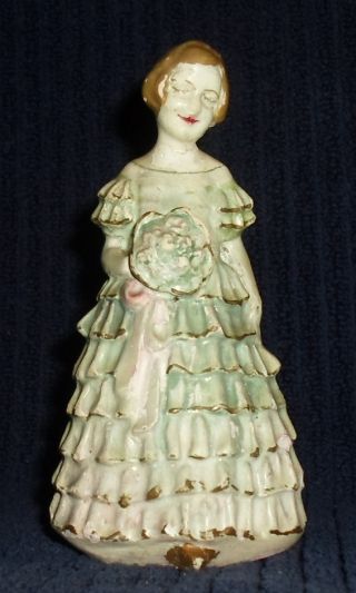 Antique Victorian Lady Gone With The Wind Old Southern Bell Chalkware Figurine photo