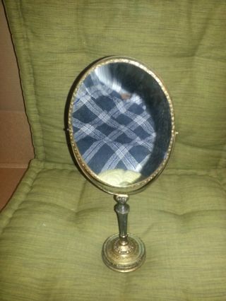 Vintage Solid Brass Standup Mirror photo