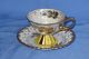 Antique Pedestal Cup & Lattice Saucer Iirridescent White W/yellow & Gold Trim Cups & Saucers photo 1