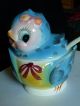 Vintage Blue Bird Jelly Dish W/spoon 436 Geo.  Z.  Lefton Signed Creamers & Sugar Bowls photo 3