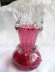 Antique Cranberry Glass Vase Pontil Mark Blown Art Glass Fenton? Vases photo 1