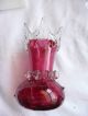 Antique Cranberry Glass Vase Pontil Mark Blown Art Glass Fenton? Vases photo 2