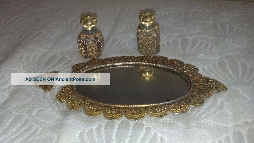 Antique Perfume Bottles & Mirrored Tray Perfume Bottles photo