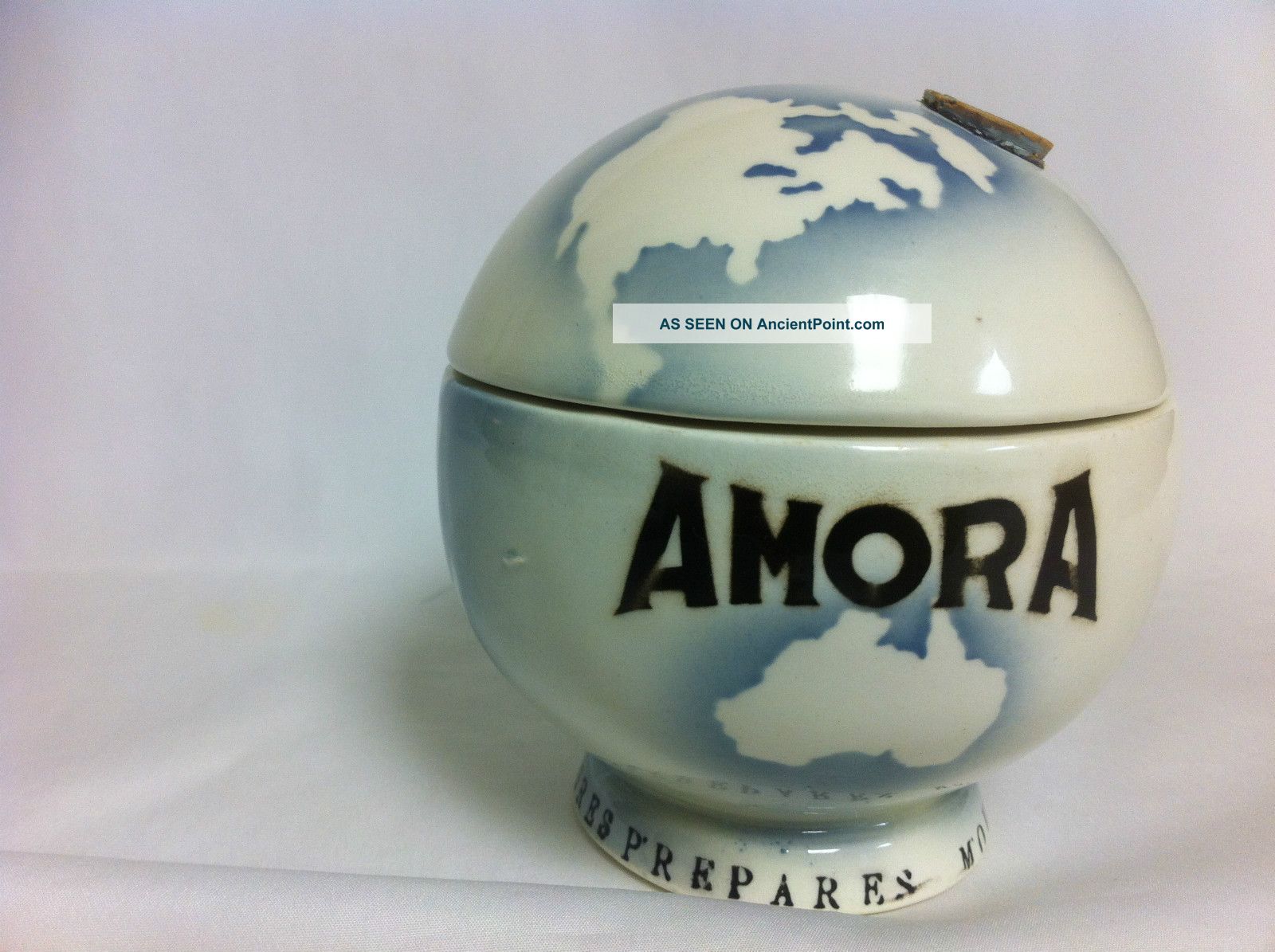 Art Deco Amora Marque Depose Globe Shaped Mustard Pot Jars photo
