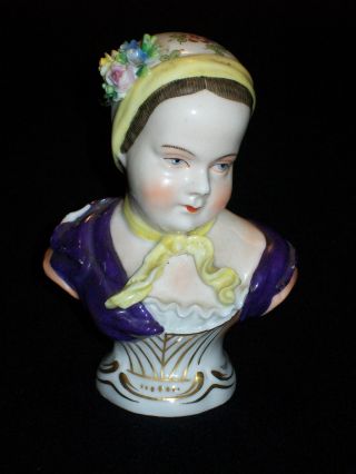 Antique German Porcelain Sitzendorf Dresden Lady Bust Figurine Figure photo