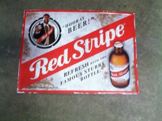 Retro Red Stripe Tin Beer Sign photo