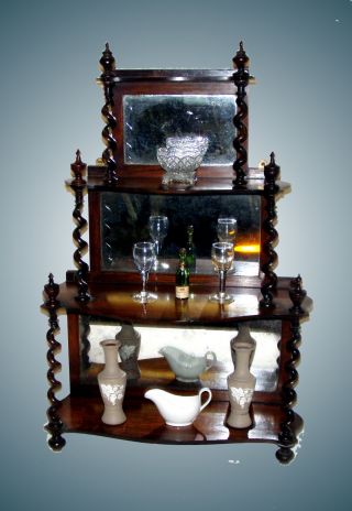 American Miniature Rosewood What - Not With Mirrored Back,  C.  1840 - 60 photo
