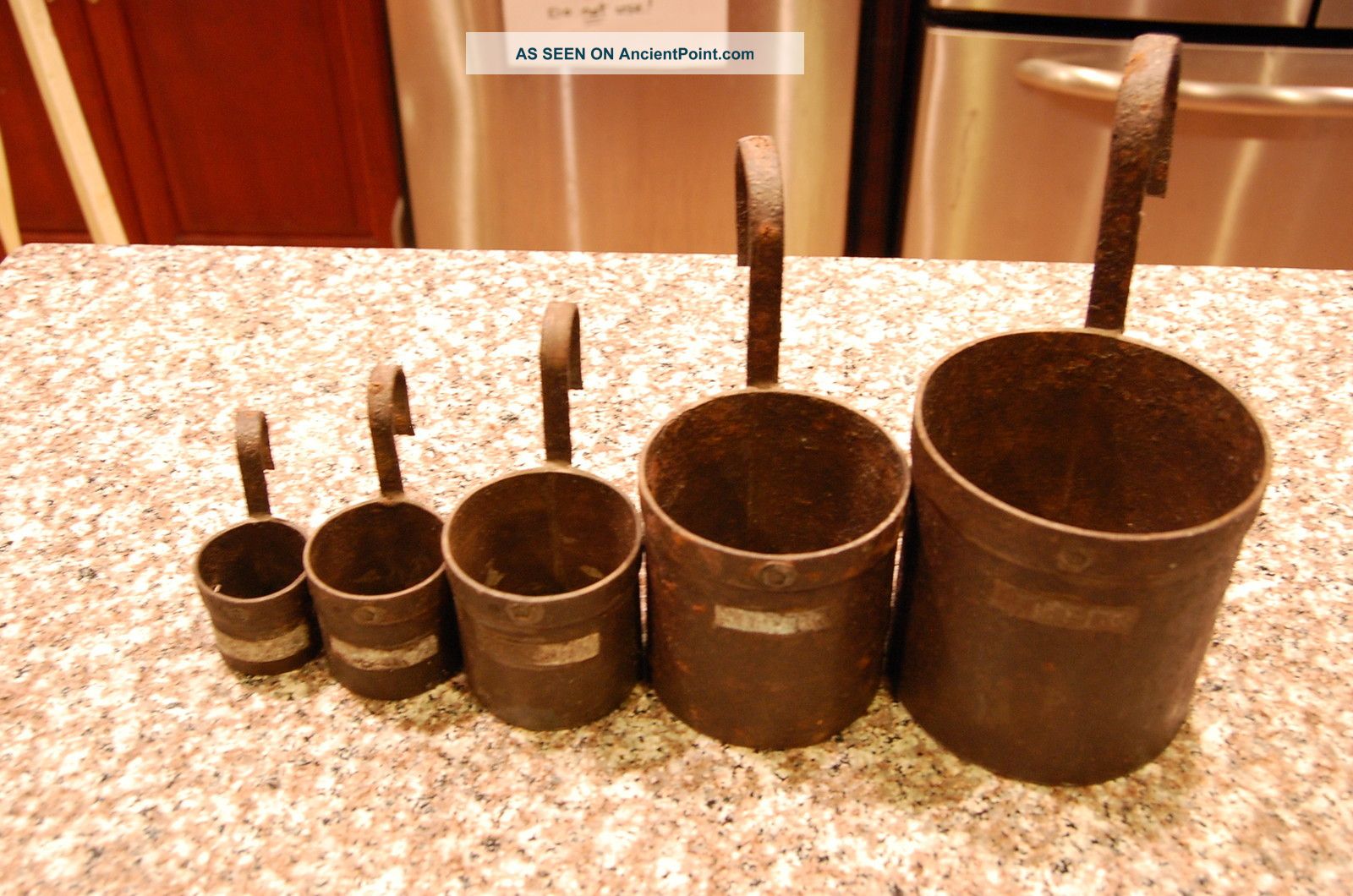 Antique German Measuring Cups Metalware photo