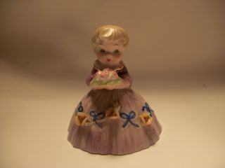Antique Decorative Porcelain Girl Figurine Holding Bouquetmint photo