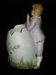Antique German Bisque Piano Baby Boy W Egg Figural Vase Figurines photo 4