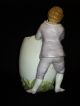 Antique German Bisque Piano Baby Boy W Egg Figural Vase Figurines photo 5
