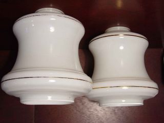Pair White Opaque Milk Glass Light Lamp Shades Bell Shape Hurricane Globes Old photo