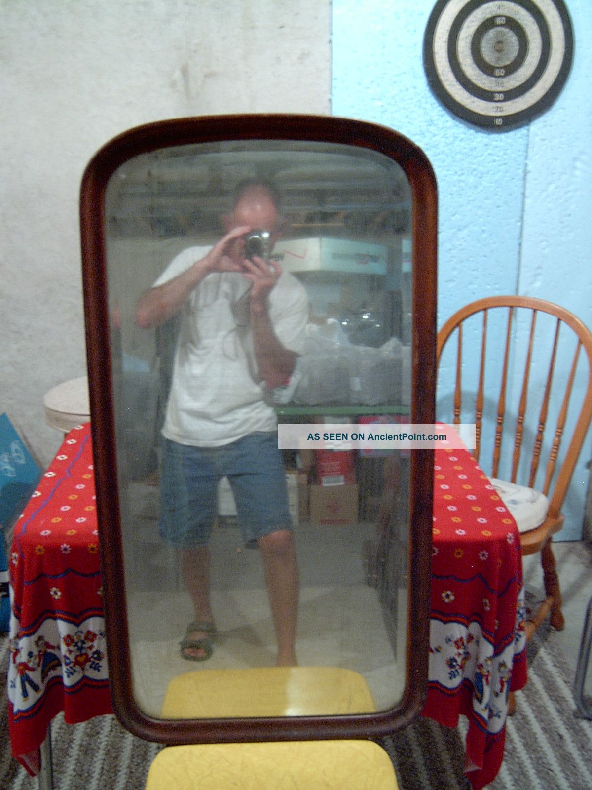 Antique Beveled Glass Mirror & Wood Frame Mirrors photo