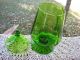 Italian Green Blefeld Crystal Optic Art Glass Apothecary Jar Compote/ Lid Compotes photo 3