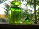 Italian Green Blefeld Crystal Optic Art Glass Apothecary Jar Compote/ Lid Compotes photo 5
