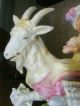 Large Antique Hand Painted German Figurine - Woman Riding Goat Figurines photo 2