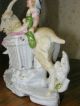 Large Antique Hand Painted German Figurine - Woman Riding Goat Figurines photo 3