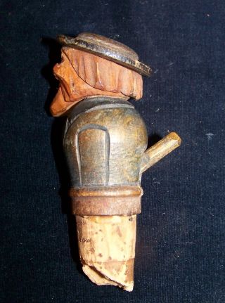 German Anri Hand Carved Wooden Mechanical Cork Bottle Stop photo