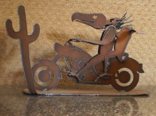 Signed - Two Vultures On A Harley Sculpture - A One Of A Kind Piece photo