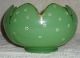 Stunning Antique Jade Green Opaline Glass Lotus Bowl Hand Enameled Other photo 1