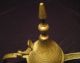 Antique Brass Arabic Coffee Pot Patina Floral Metalware photo 6