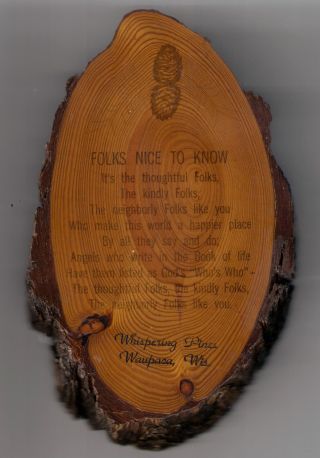 Whispering Pines Antique Wall Hanging,  Folks To Know,  Waupaca,  Wis. ,  Pine photo