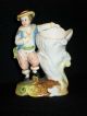 Anitque German Or French Porcelain Peasant Man Figural Match Holder Figurine Figurines photo 1