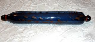 Antique Cobalt Blue Hand Blown Glass Rolling Pin From England photo