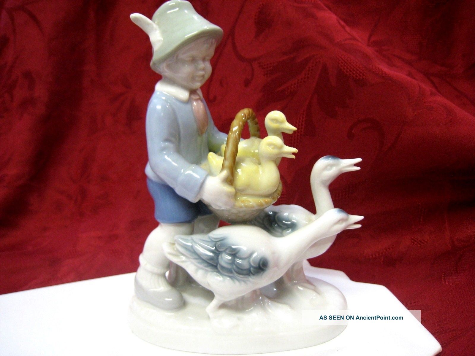 Gerold Porzellan Boy With Ducks Figurine From Western Germany Bavaria Figurines photo