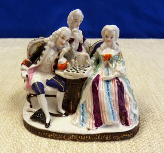 Fine English Or Continental Porcelain Colonial Chess Players Group Figurine photo