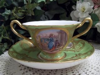 1790 ' S Royal Crown Derby Hand Painted Cream Soup & Saucer - Little Match Girl photo