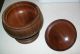 Vintage Treen Treenware Wooden Pedestal Bowl With Lid Large Size Boxes photo 2