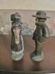 Antique Man & Woman Cast Iron Figurine Set: Preacher & Wife W/ Paint Metalware photo 4