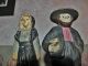 Antique Man & Woman Cast Iron Figurine Set: Preacher & Wife W/ Paint Metalware photo 6