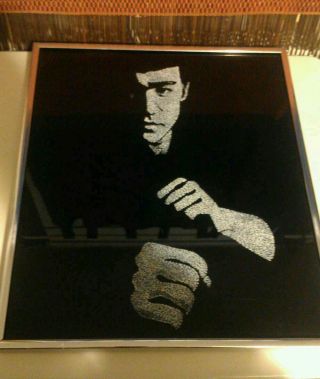Reverse Hand Etched Glass Picture Bruce Lee photo