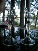 Antique Hand Blown Glass Candlesticks Pair C.  Turn - 20th Century Baluster Shaped Candlesticks photo 7