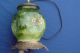 Antique Signed Hand Painted Floral Majolica Art Pottery Pinch Base Electric Lamp Lamps photo 6
