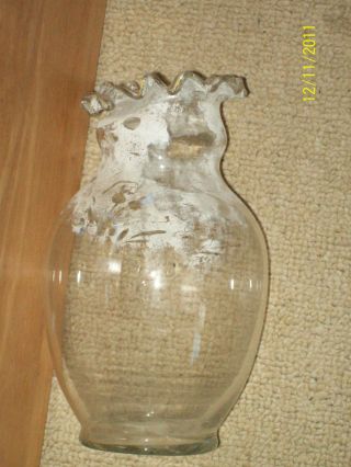Vintage Clear Glass Hand Blown Flower Vase With Pontil Mark Warped Top 9 