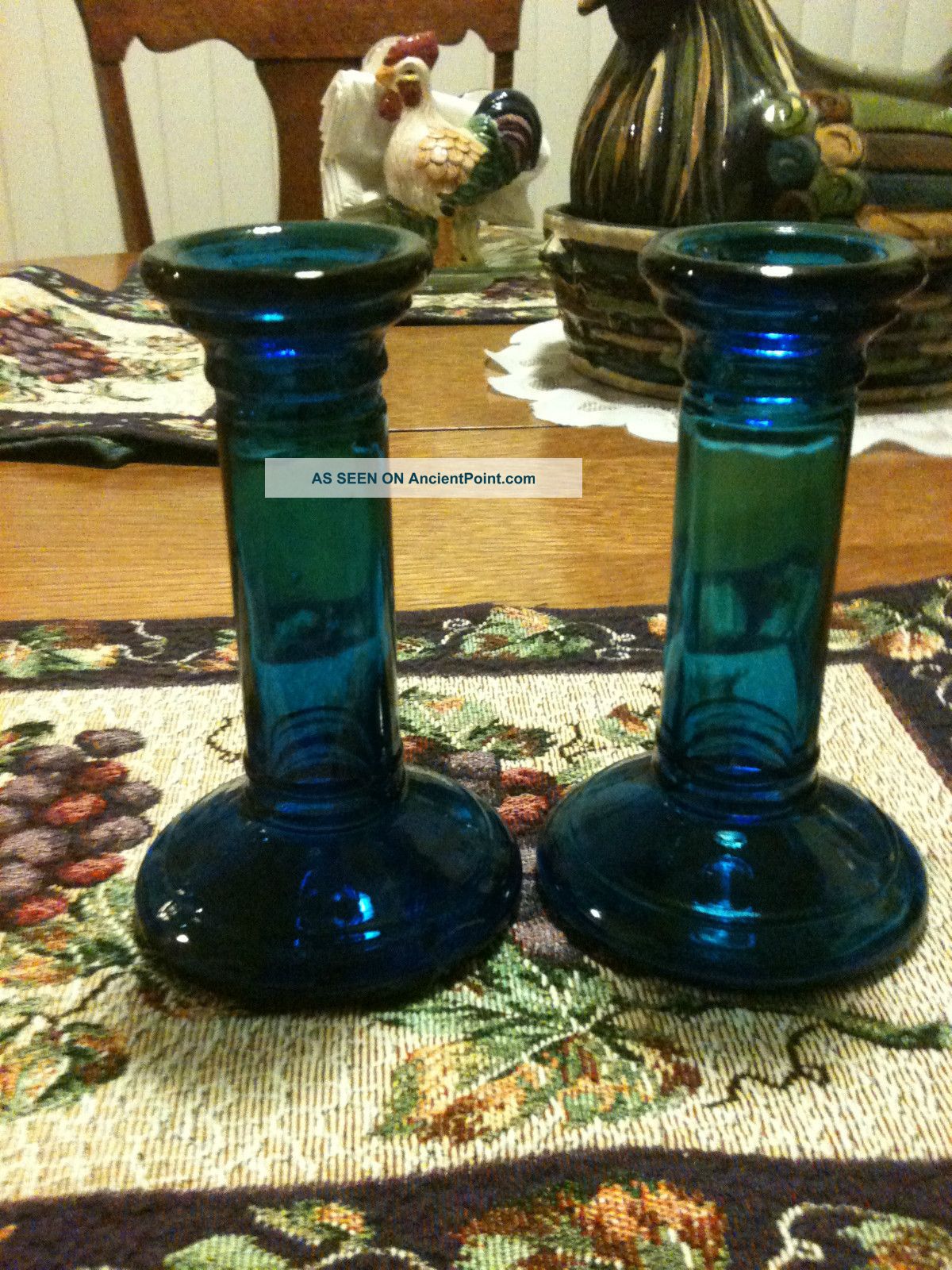 Pair Of Vintage Blue Glass Vases Vases photo