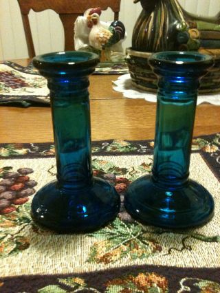 Pair Of Vintage Blue Glass Vases photo