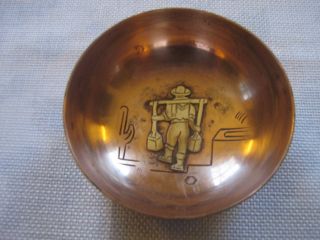 Taxco Signed Copper & Silver Bowl By Ana Nunez Brilante.  Vintage photo